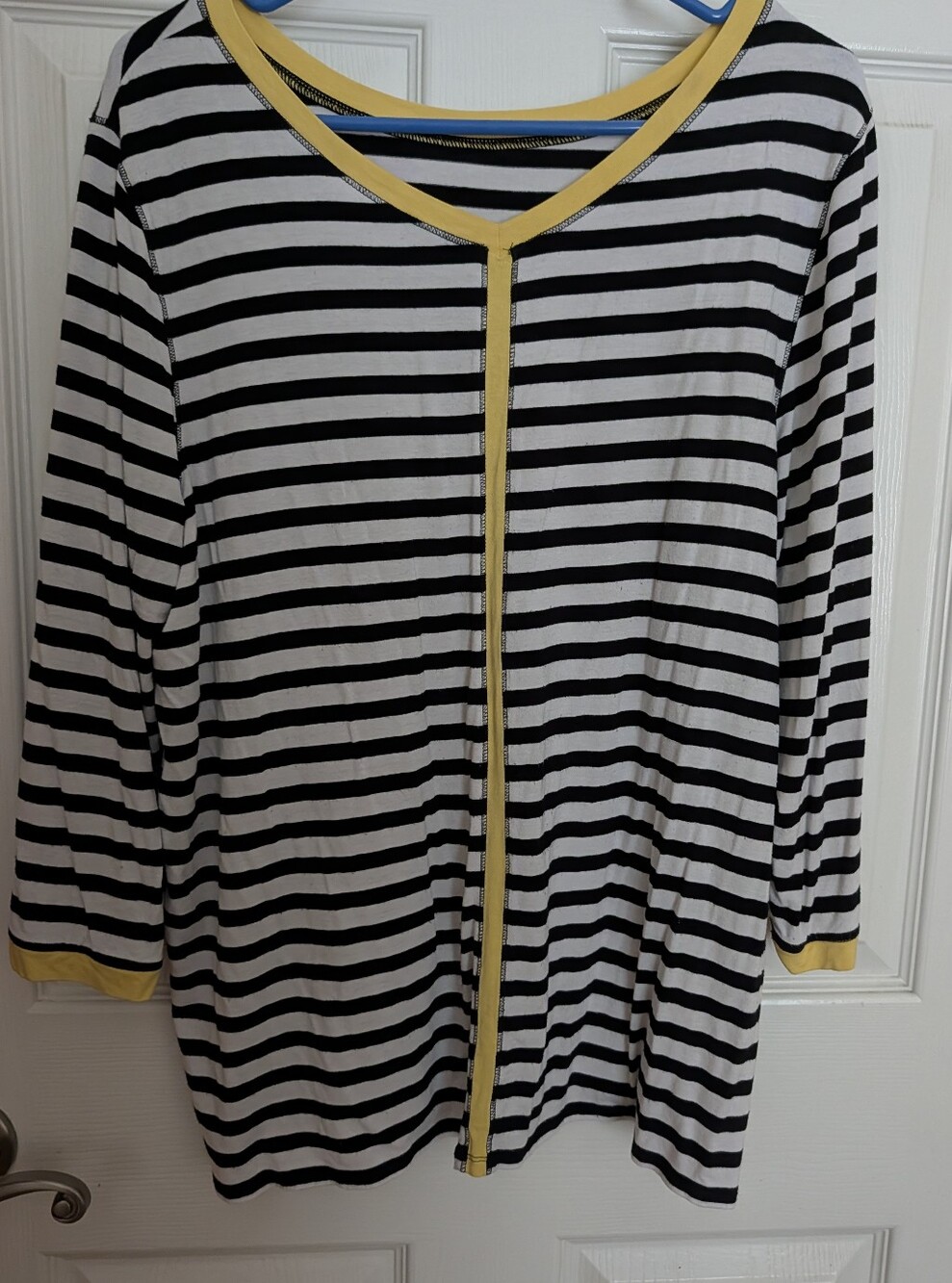 Striped Black & White Tunic with Yellow Trim